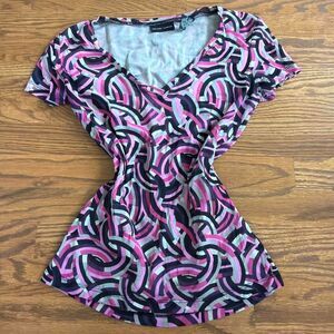 vintage Y2K new york and company abstract swirl pattern babydoll top